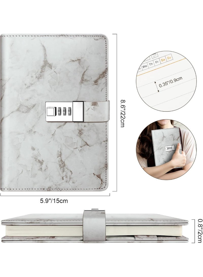 لينلي مذكرات رخامية مع قفل (رمادي) - Image 2